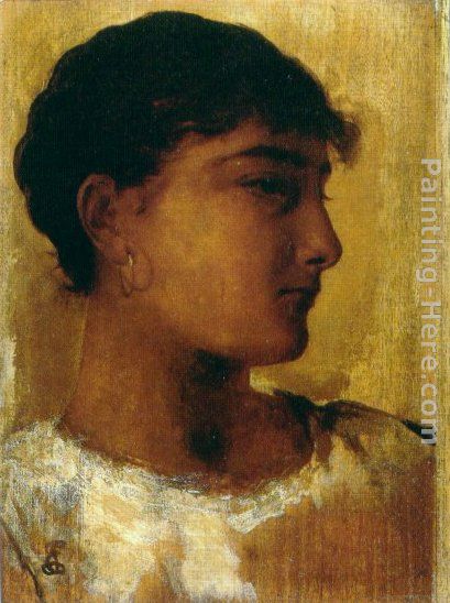Study of a Young Girls Head, another view painting - Edwin Longsden Long Study of a Young Girls Head, another view art painting